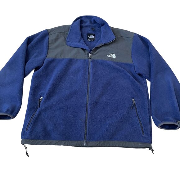The North Face Hybrid Fleece Jacket Men's Size XL Blue with Gray Nylon Shoulders - Picture 1 of 6